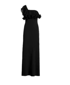 Ralph Lauren Evening Black Dress One Shoulder With Ruffles - Size 10 - Picture 1 of 4