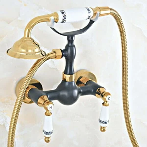 Golden Black Brass Bathroom Faucet Set Dual Handle Shower Water Taps Kit Dna426 - Bild 1 von 10