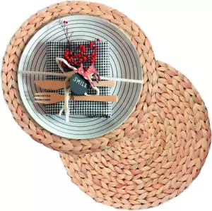 Set of 2 Woven Placemats, round Plate Chargers Natural Wicker Placemats Water... - Picture 1 of 1