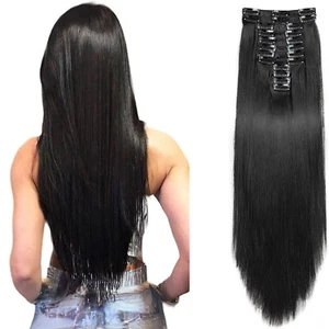 12x Clip In Long Hair Extensions 22" Long Straight 180 Gram 12PCS Hair Extension - Picture 1 of 5