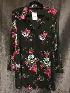 Damas Camisa Vestido con Diseño Floral Talla Reino Unido Pequeño NUEVO GRATIS AL DÍA SIGUIENTE P&P (B) - Imagen 1 de 6