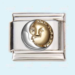 Dije italiano plata luna y oro sol - Se adapta a todas las principales marcas pulsera con dije - Imagen 1 de 1