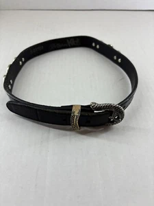 Brighton Kids Black Western Belt With Silver Accents And Buckle - Picture 1 of 7