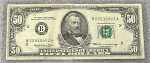 1969 New York B Note *Lower Serial Number* B00938643A 50$ Dollar Bill 50BL13 - Picture 1 of 6