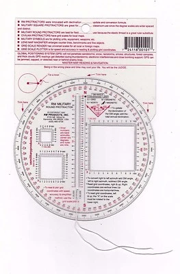 RM PRODUCTS Military Round Protractor (Red) SCALES: 1:25k / 1:50k / 1:100k - Image 1 of 4