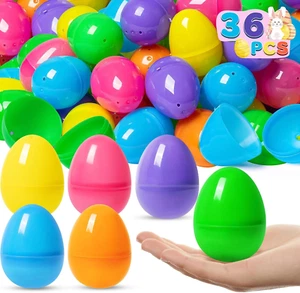 36 PCS Plastic Easter Eggs Bulk, 3.15” Large Empty Fillable Eggs for Easter Hunt - Picture 1 of 12