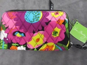 VERA BRADLEY Rosa Negro Amarillo VA VA BLOOM Cremallera Alrededor Muñequera Cartera Nueva con Etiquetas - Imagen 1 de 6