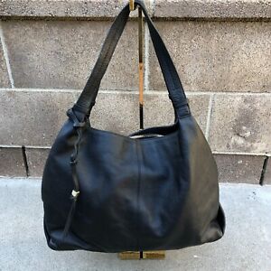 VINCE CAMUTO Satchel Purse Women's Black Leather Large Shoulder Hand Bag