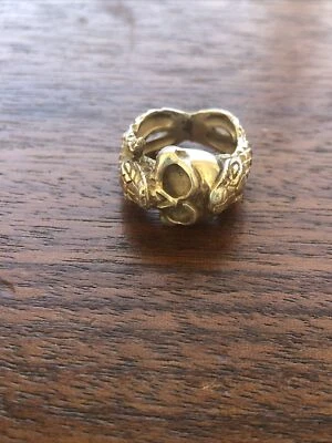 Vintage Sterling Silver 925  Mens 2 Snakes Eat Skull  Biker Ring Sz 7.5 - Image 1 of 4