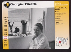 GEORGIA O'KEEFFE Artist Art History Photo 1995 Grolier Story of America Bio CARD - Picture 1 of 1