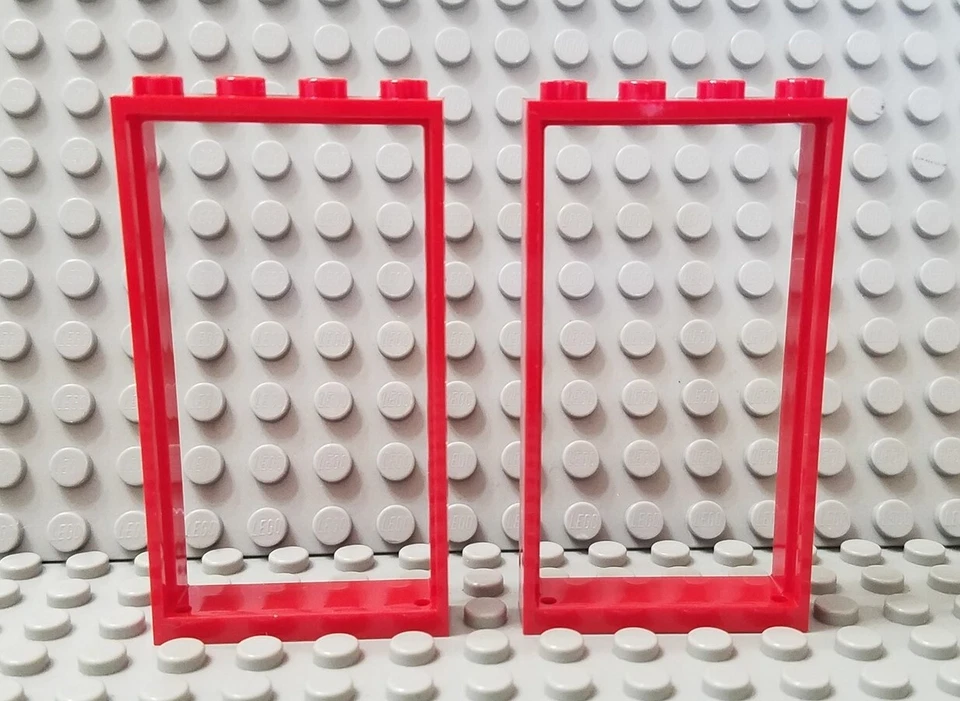 LEGO Lote de 2 Piezas Rojo 1x4x6 Marco Ventana Puerta Foto 1 de 1