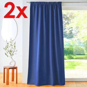 2x Vorhang Abdunkelnd 140x240 Dunkelblau Kräuselband Verdunkelung inkl. Versand - Bild 1 von 6