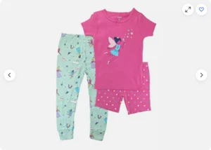CARTERS GIRLS FLYING FAIRY 3 PIECE SET PAJAMA (PINK/MINT MULTI 6)NWT - Picture 1 of 1
