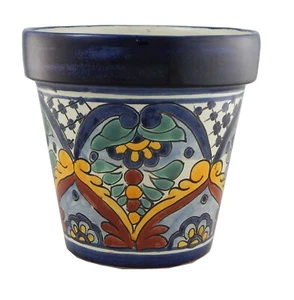 MEXICAN TALAVERA POTTERY FLOWER POT PLANTER CERAMIC 21 - Picture 1 of 1