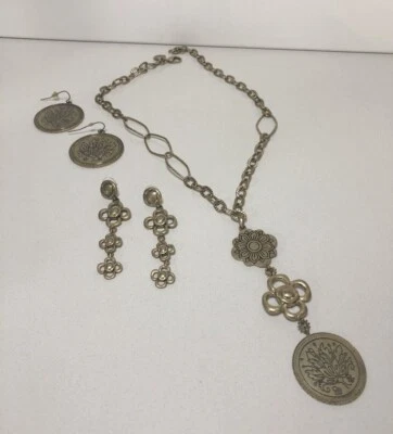 Jessica Simpson Gold-Tone Long Necklace with 2 Pairs of Matching Earrings - Image 1 of 4