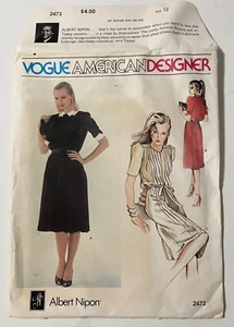 Vogue 2473 Misses Dress Belt Albert Nipon Designer Pattern Size 12 Uncut - Picture 1 of 2