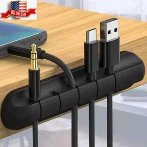 Cable Organizer Management Holder USB Clips Winder Cord Wire Desktop Silicone - Afbeelding 1 van 9