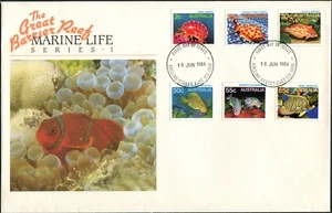 Australia Marine Life Series I 1984 conjunto de 6 cubiertas grandes de primer día, en muy buena condición - Imagen 1 de 1