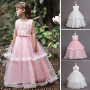 Wedding Party Flower Girls Tulle Dress Bridesmaid Pageant Princess Prom Dresses - Picture 1 of 42
