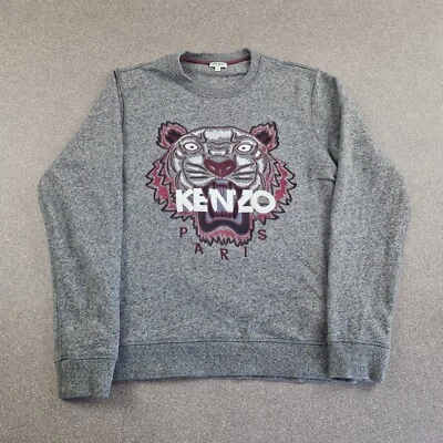 Sudadera Kenzo Jumper Para Hombre Gris Mediana Tigre Bordado Pullover Diseñador Foto 1 de 4
