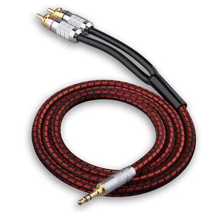 Audiophile High Purity Copper Audio Cable 3.5mm Male to 2 RCA/Phono Male Audi... - Picture 1 of 5