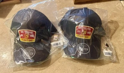 Lot Of TWO Zephyr USC Trojans Baseball Caps, Stretch Back, Black, Large - Image 1 of 4