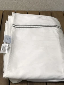 Hotel Collection Italian 100% Cotton Satin Queen Flat Sheet White / Gray EUC - Picture 1 of 8
