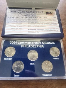 2004 Commemorative Quarters Set Of 5 Philadelphia Mint - Picture 1 of 2