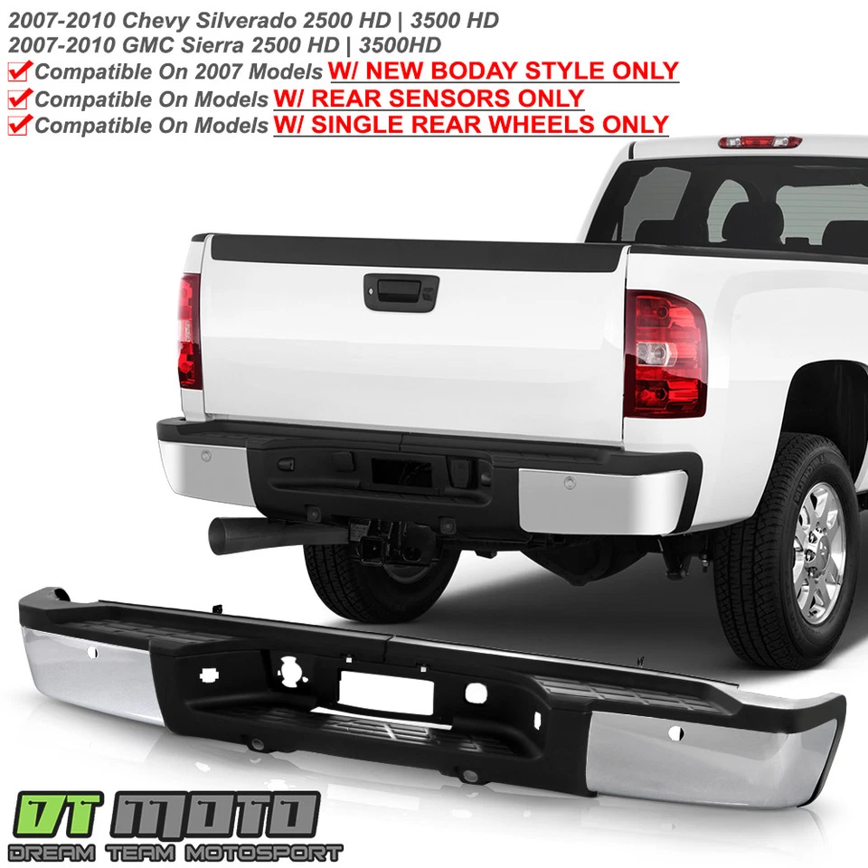 2007-2010 Chevy Silverado / Sierra 2500 3500 HD Sensor Holes Chrome Rear Bumper - Image 1 of 1