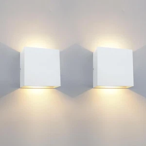 2 Pezzi Applique Da Parete Esterno LED Lampada Da Parete Interno Moderno Bianco, - Foto 1 di 12