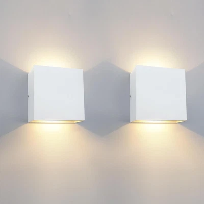 2 Pezzi Applique Da Parete Esterno LED Lampada Da Parete Interno Moderno Bianco, - Immagine 1 di 4