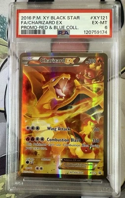 2016 POKEMON XY BLACK STAR PROMO RED & BLUE COLL FULL ART/CHARIZARD EX PSA 6 - Image 1 of 4
