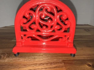 Serviettenhalter Gusseisen rot Weihnachten rustikal Abendessen mit Fuß schwer - Bild 1 von 7