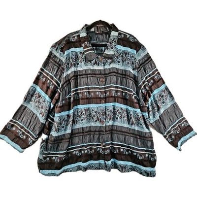 Maggie Barnes Top Women 4X Button Front Lagenlook Artsy Dark Romantic Whimsigoth - Image 1 of 4