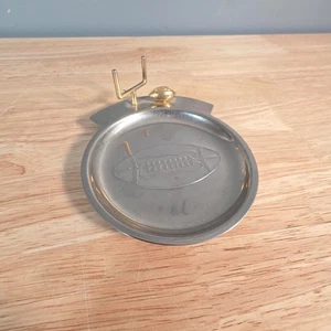 Vintage Mens Pocket Change Trinket Dish Vanity Coin Caddy Chrome Football - Picture 1 of 3