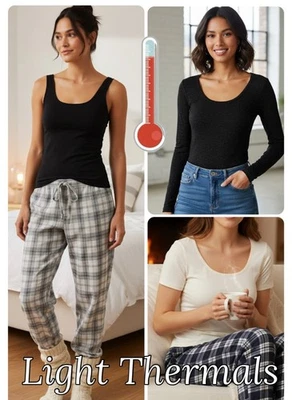 Ladies Marks Thermal Light Top Scoop Neck Long Sleeve Fitted Vest Layer HEAT GEN - Image 1 of 3