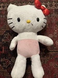 Build A Bear Sanrio Hello Kitty White Plush Pink Satin Bow 18" - Picture 1 of 4