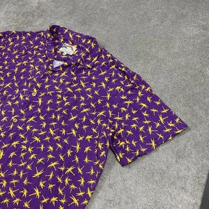 Paradise Found Shirt Mens XL Purple Yellow Hawaiian Bird Rayon Made Hawaii Aloha - Picture 1 of 9