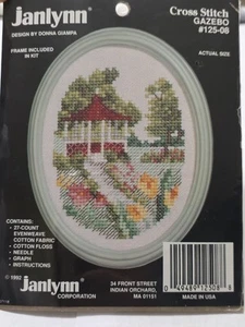 Janlynn Cross Stitch kit, Floral GAZEBO #125-08, frame included, made in USA NEW - Picture 1 of 9