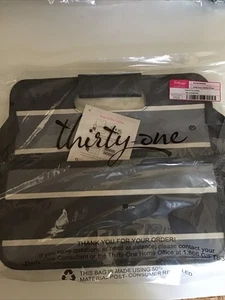 Thirty One Grab & Go Caddy Gray Varsity Stripe Beverage Carrier Divided Caddy - Picture 1 of 2