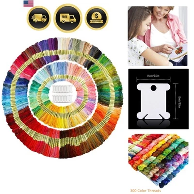 Embroidery Floss Rainbow Color 300 Skeins Cross Stitch Thread for Crafts - Image 1 of 4
