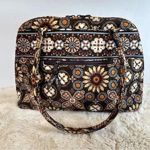 Vera Bradley Brown and Cream Floral Travel Bag - Picture 1 of 8