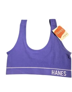 Womens HANES COZY SPORTS BRA G49F Seamless Pullover Purple Medium M NWT - Picture 1 of 2