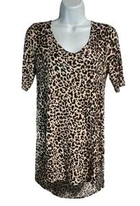 Túnica manga corta cuello en V estampado de leopardo 24/7 mezcla de rayón spandex para mujer talla XS - Imagen 1 de 3