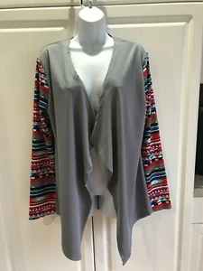 NEU Damen Relipop offenes Shirt Gr. Large grau mehrfarbig Arme Stretch - Bild 1 von 7