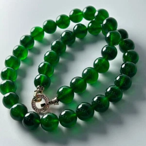 14 mm Zertifiziert Natürlich Perfekt Eis Grün Burmesische Jade Jadeit Perlen Halsketten - Bild 1 von 7
