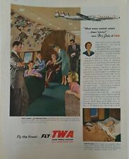 1955 TWA Super Constellation airplane Airlines stewardess vintage ad