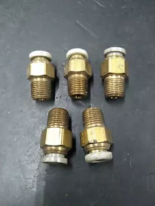 (5) Parker W68PLN-4-2 Brass Adapter Push-to-Connect 1/4" OD Tube to 1/8 NPT - Picture 1 of 1