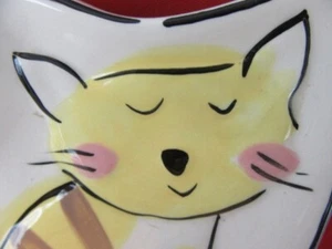 44. Jenny Faw Striped Yellow Cat Kitty Kitten Trinket Dish Keys Soap - Picture 1 of 5
