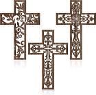 3 Pcs Wooden Wall Hanging Cross Handmade Antique Cross Hanging Decor Religious C